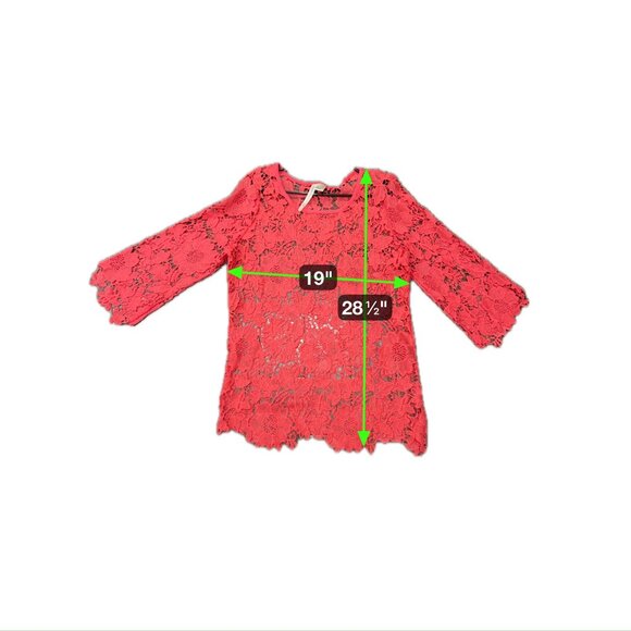 Forgotten Grace Floral Lace Scalloped Hemline 3/4 Sleeve Top Size XL Elegant - Picture 6 of 8